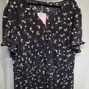 V neck flutter sleeve maxi dress